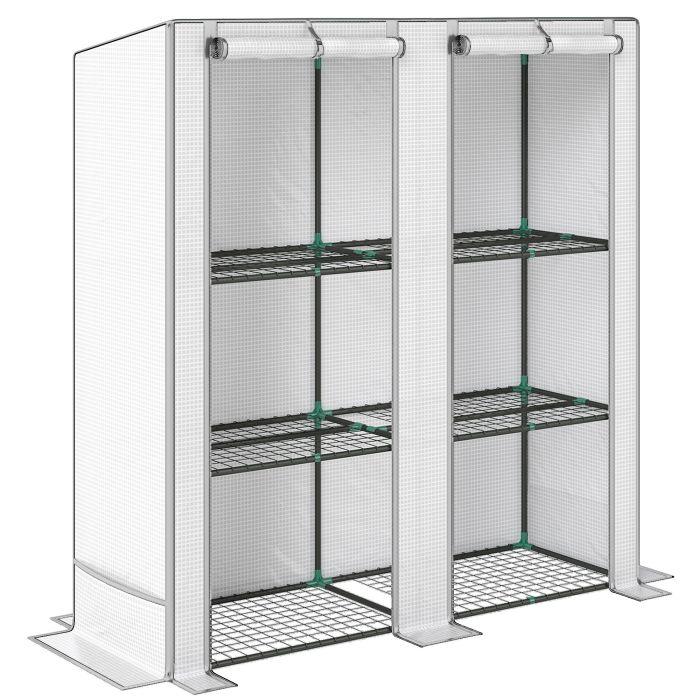 SUNVISTA Three-Tier Mini Greenhouse with Grey Edges- White
