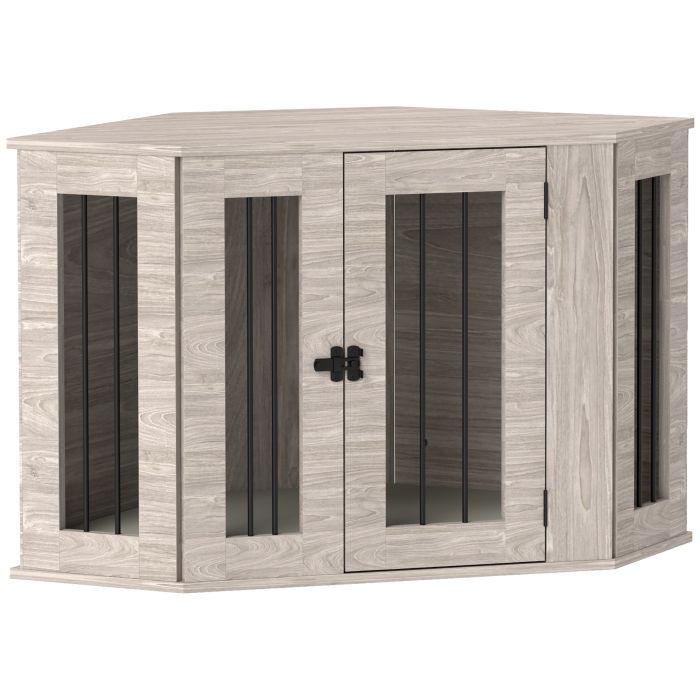 Shelley 2 in 1 Dog Crate Furniture Side Table with Cushion 104 x 55 x 63cm - Walnut