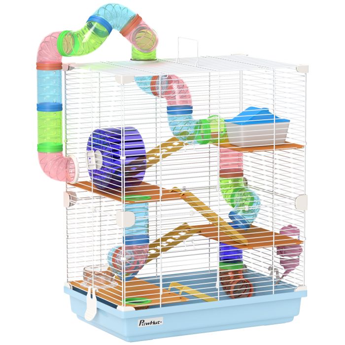 Shelley 5 Tier Hamster Cage Carrier Habitat with Exercise Wheels - Light Blue