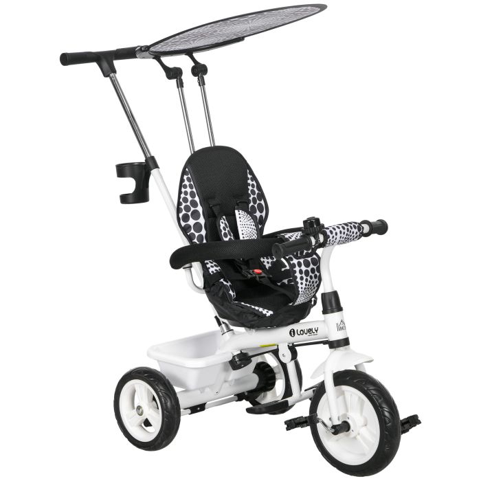 Scott 4 in 1 Tricycle for Kids with 5-point Harness Straps - White