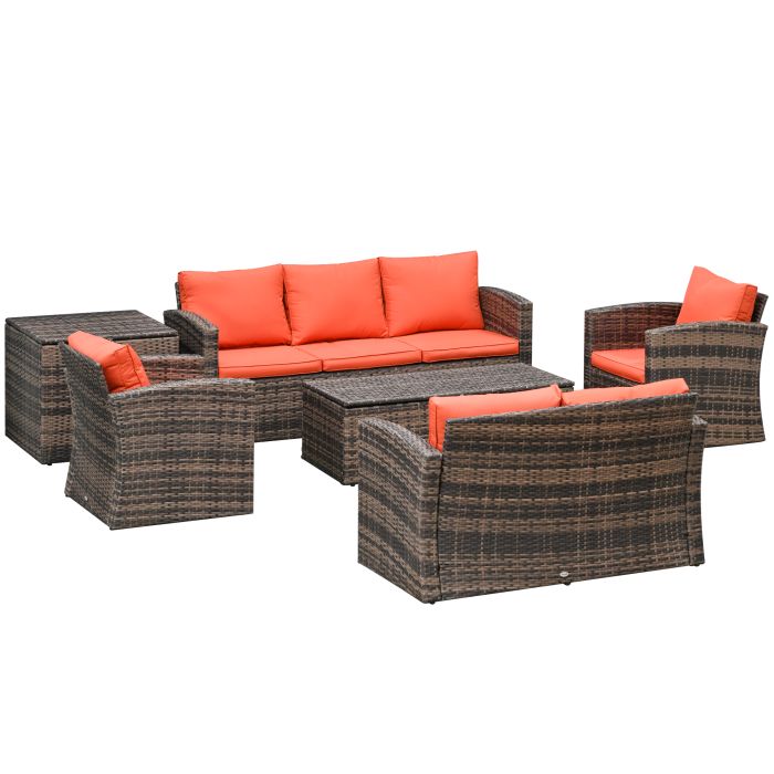 SUNVISTA 6 Pieces Rattan Garden Furniture Set, Orange