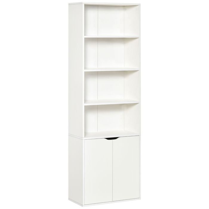 2 Door 4 Shelves Tall Bookcase Modern Storage Cupboard Display Unit for Living Room Study Bedroom Home Office Furniture White