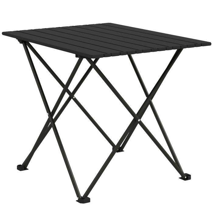 SUNVISTA Folding Camping Table, Lightweight Metal Picnic Table with Carry Bag, Foldable Table for Outdoor Camping, Picnic, Hiking, Black