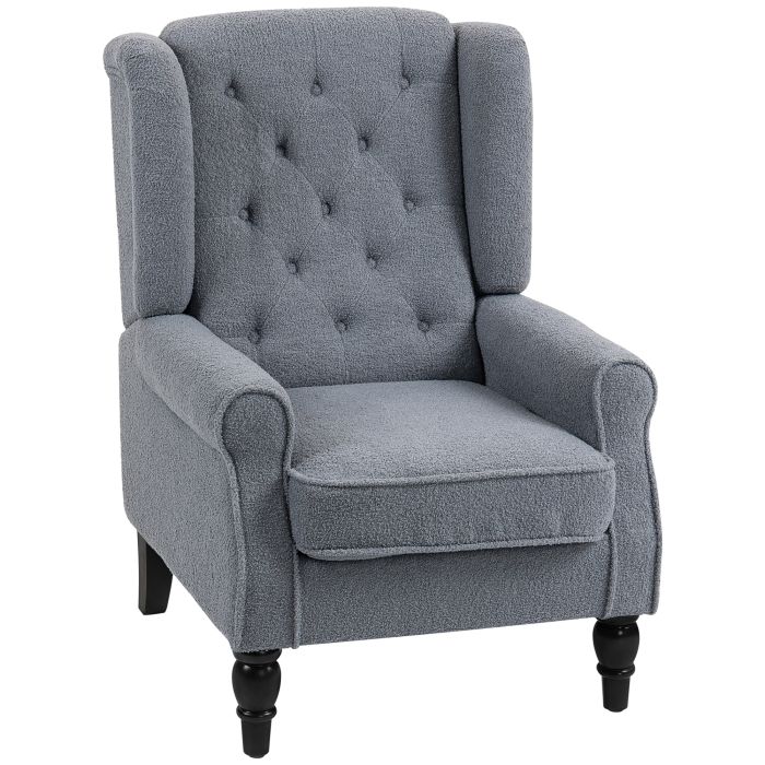 HERON Wingback Accent Chair Retro Upholstered Button Tufted Occasional - Grey