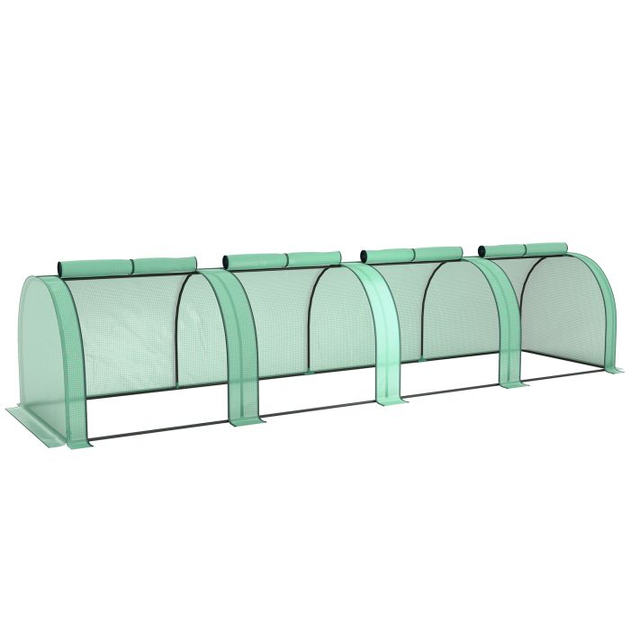 SUNVISTA Mini Greenhouse Small Polytunnel Steel Frame 395x100x80cm - Green