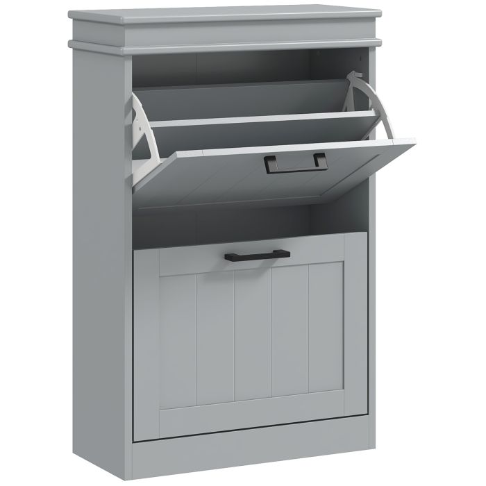 CABINA 2 Drawer Minimalistic Narrow Shoe Storage Cabinet for 10 Shoes - Grey