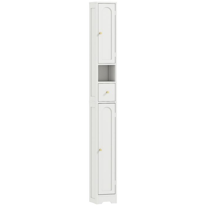 HERON Tall Bathroom Cabinet 185cm with Arched Doors - White