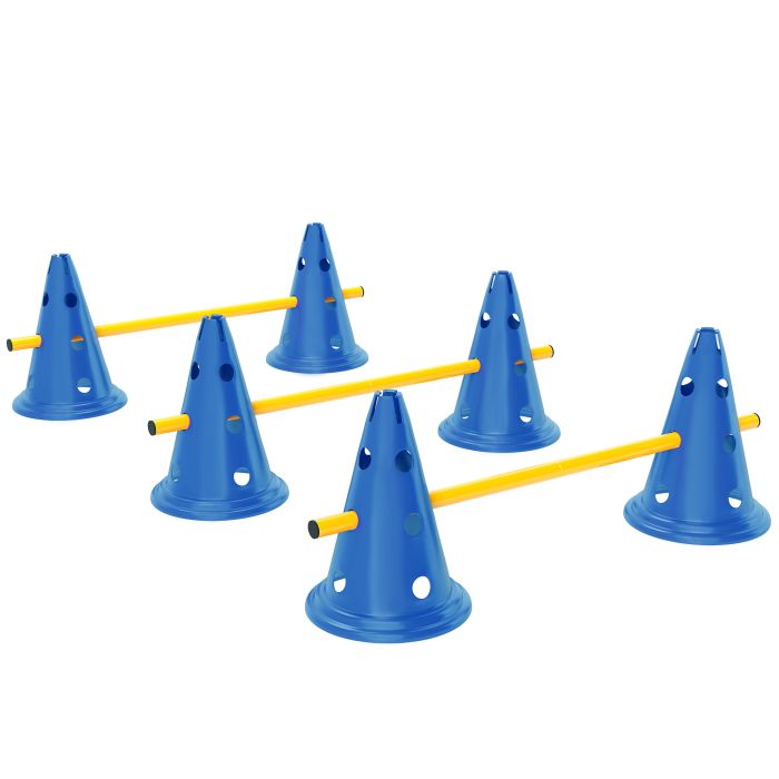 PAWSTER Dog Agility Equipment Set of Six Cones Six Poles Carry Bag - Blue