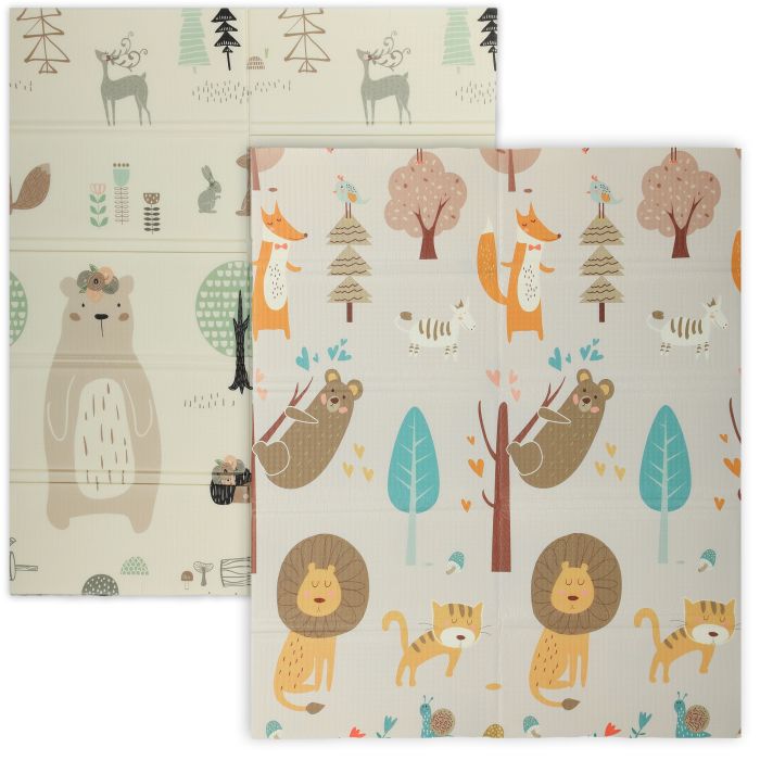 AIVAGO Animal-Themed Foldable Baby Play Mat Double-Sided 177 x 146 cm - Multi