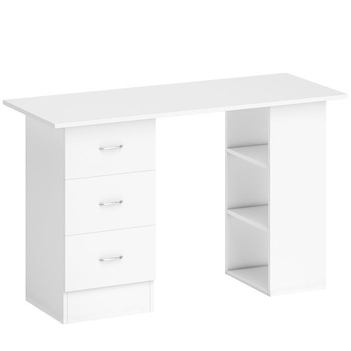 ILVOR Computer Desk with 3 Storage Shelves and 3 Drawers - White