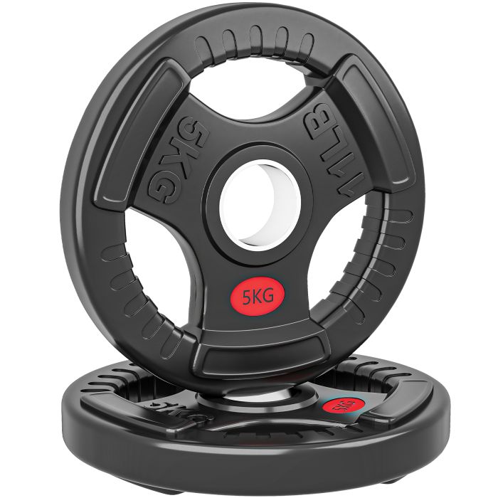 TMBER Olympic Weight Plates Steel Tri Grip 5kg Pair - Black
