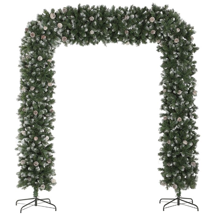 MELIX Christmas Tree Arch Plastic Snow Frosted Artificial Metal Stand 2100 Tips - Green