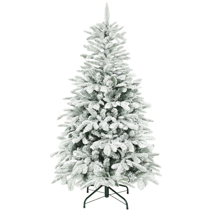 LURETH Artificial Flocked Christmas Tree Plastic Hinged Stand - Green