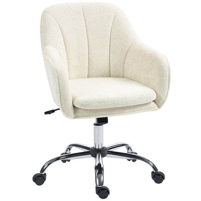 SOLVAR Velvet Office Chair Upholstered Swivel Task Chair - Beige
