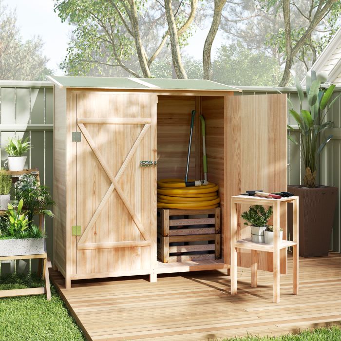 NORVAL Wooden Garden Shed with Asphalt Roof - Natural
