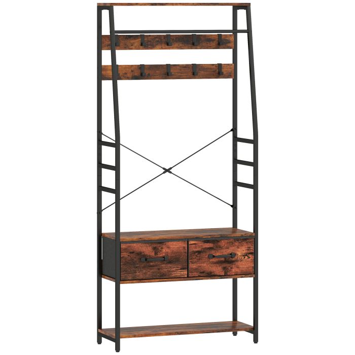 JORVIN Coat Rack with 2 Drawers - Brown