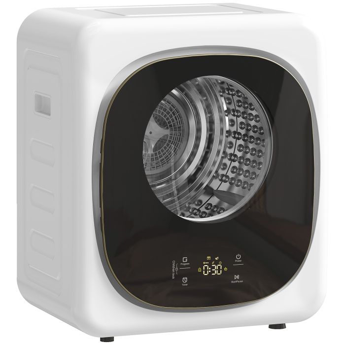 THRAESTONE Wall Mounted 4kg Freestanding Vented Front Tumble 800W Drying Machine with 5 Drying Mode, Smart Sensor Timer and Stainless Steel Tub - White