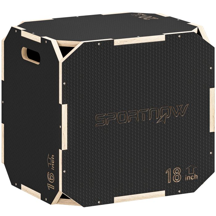 QORVANNIS Non-Slip Plyo Corner-free Wooden Jump Box Black - 18 Inch
