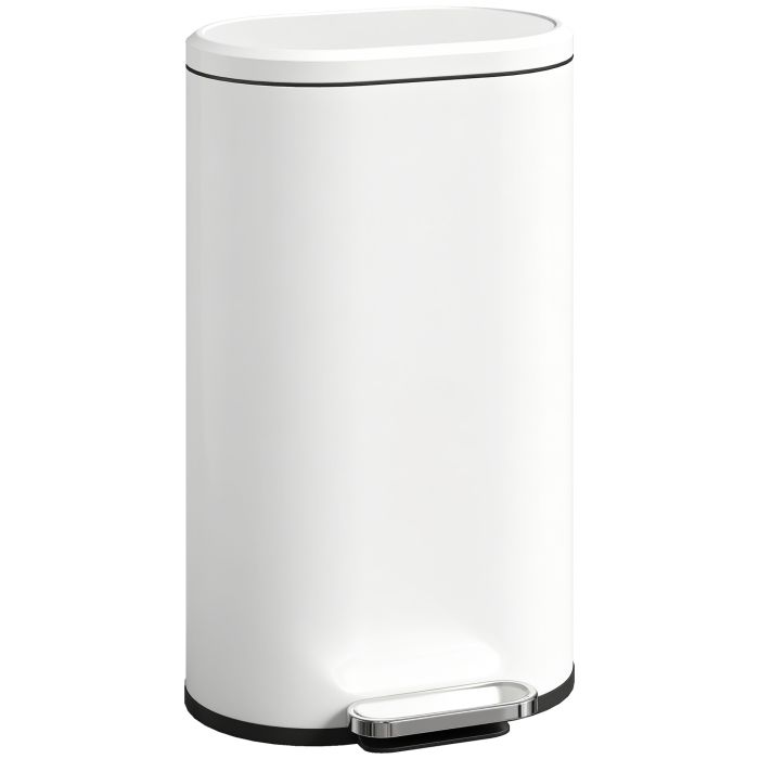 SAVRIA 30L Modern Curved Rubbish Bin - Cream