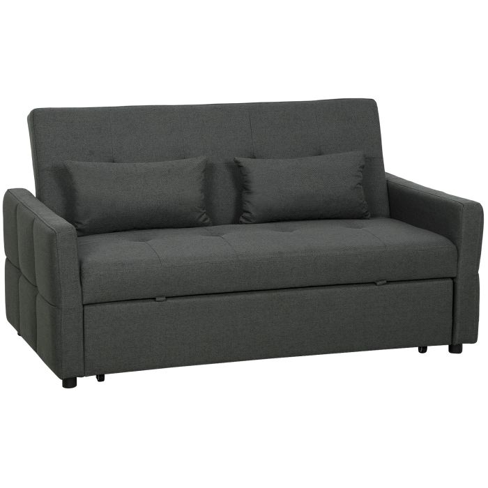 SOUTHLEY 2 Seater Sofa Bed Three Way Convertible - Charcoal Grey