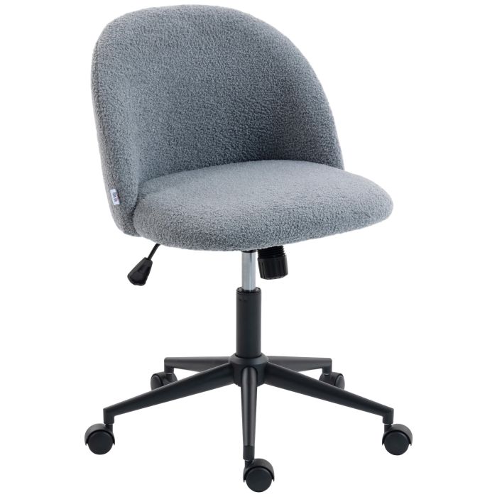 PARWOOD Teddy Fleece Office Chair with Wheels - Grey