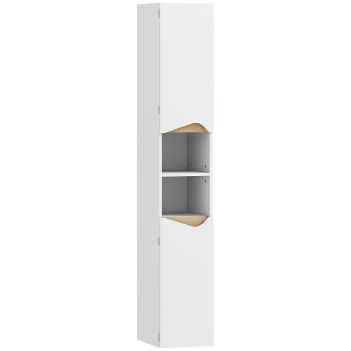 YARDTHORPE Tall Slim Bathroom Cabinet with Shelves - White