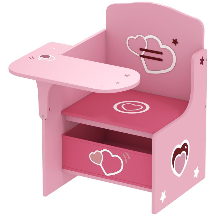 Kids Table and Chair Set with Storage Bins - Pink