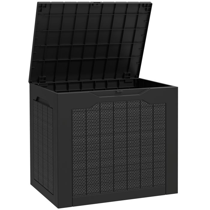 WILCOTT 93L Plastic Garden Storage Box Waterproof - Black
