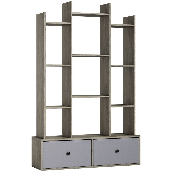 SHORLEY 12 Shelf Storage Unit with Drawers - Graphite Grey