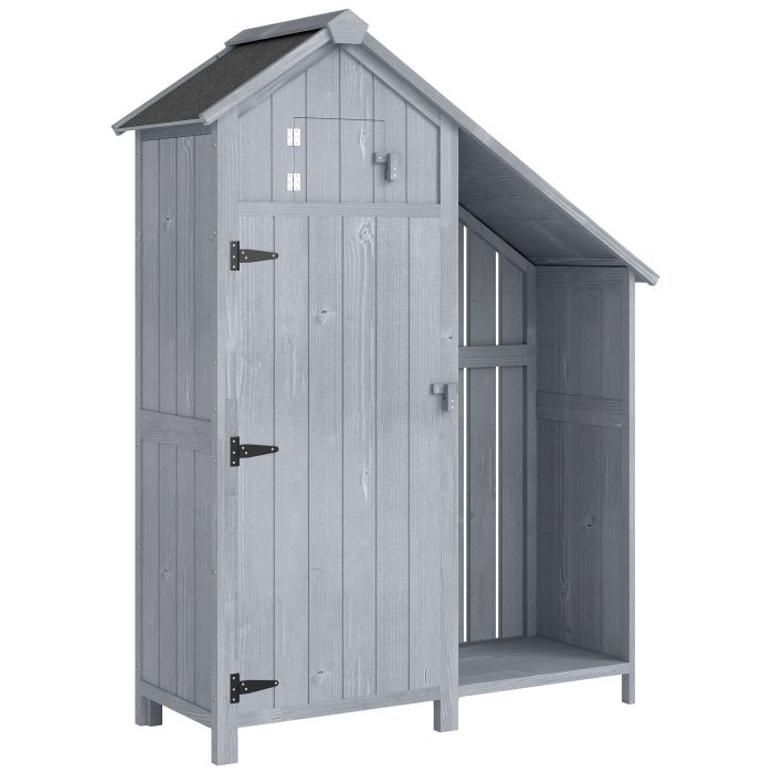 CARIA Wooden Garden Storage Shed - Grey