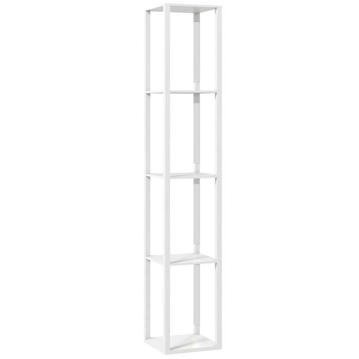 SOLVIA Wooden Floor Lamp with Shelves - White