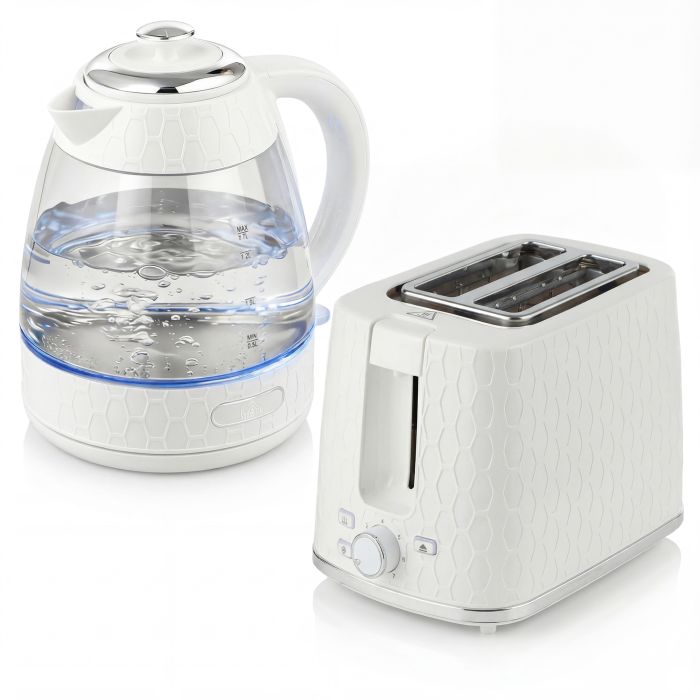 AURAUX Steel Kettle and Toaster Set - Cream
