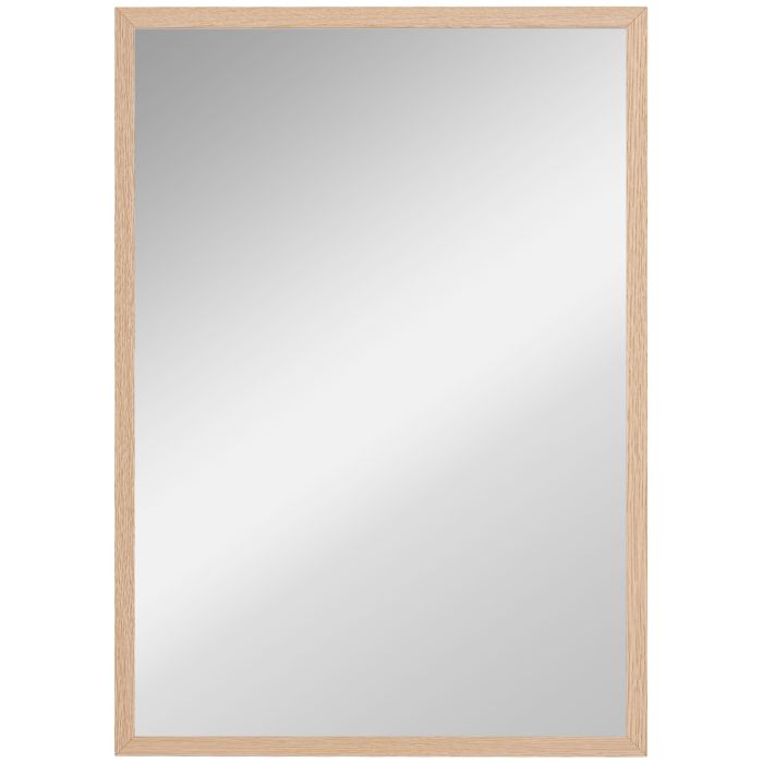 Glass Bathroom Wall Mirror - Light Wood