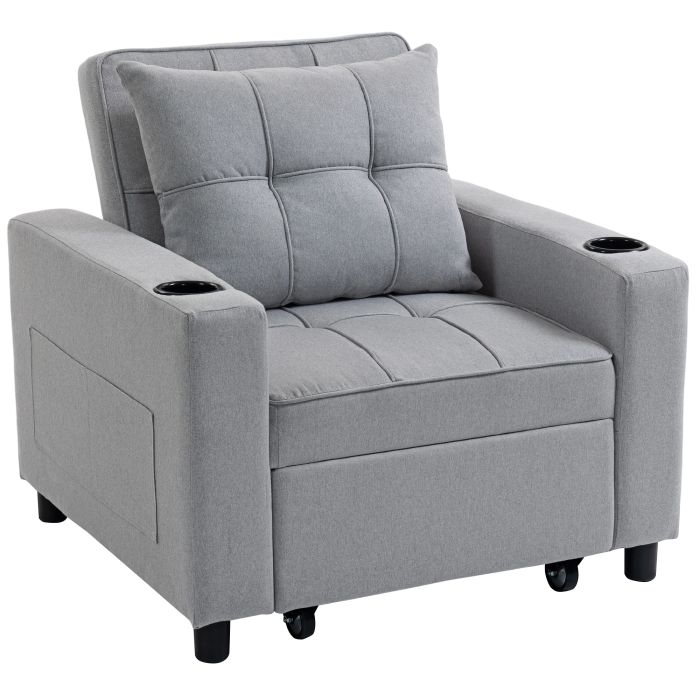 NOVORE Wooden Single Sofa Bed - Light Grey