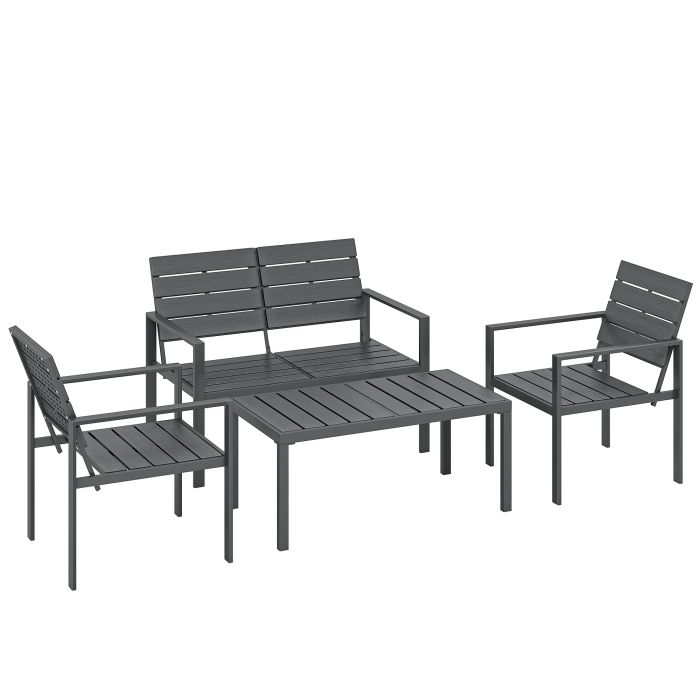 Camwick Dark Grey Metal Sofa Set with 2 Armchairs - 104cm