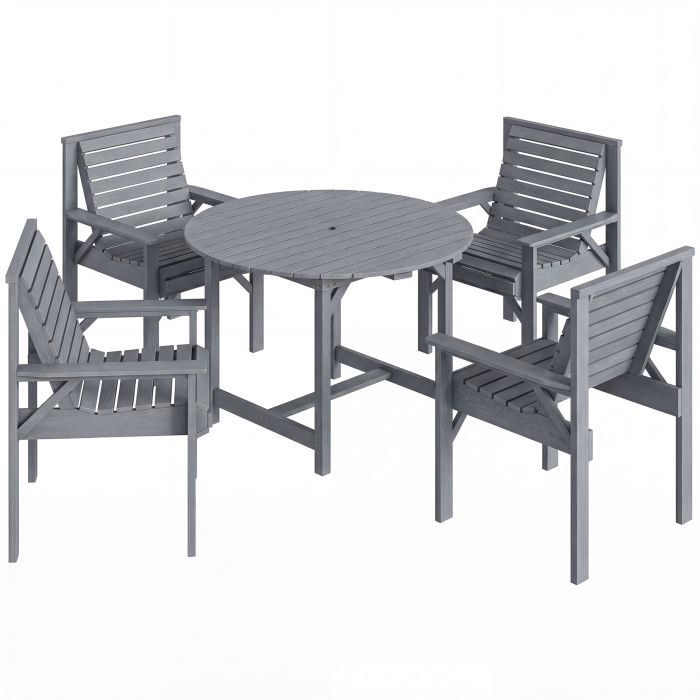 Brithor Grey Fir Wood Table and Chairs Set - 100cm