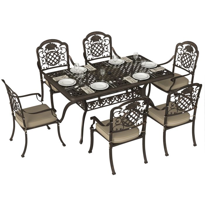 Ashena Khaki Aluminium Table and Chairs Set - 90cm
