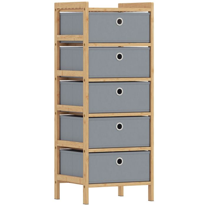 Elmmoor Light Grey Fabric Chest of Drawers - Medium-sized, 5 Drawers