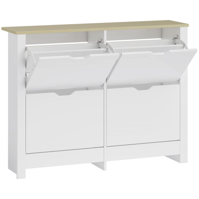 Winloft White Shoe Cabinet with 4 Flip Drawers - Medium-sized - 105cm