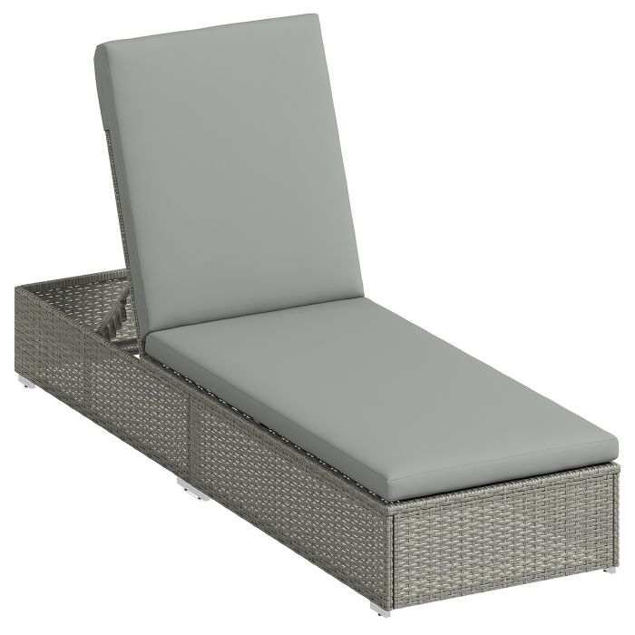 Marwood Light Grey PE Rattan Sun Lounger - 60cm