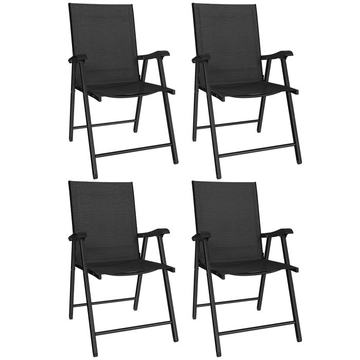 Yorhall Black Steel Folding Chairs Set of 4 - 58cm