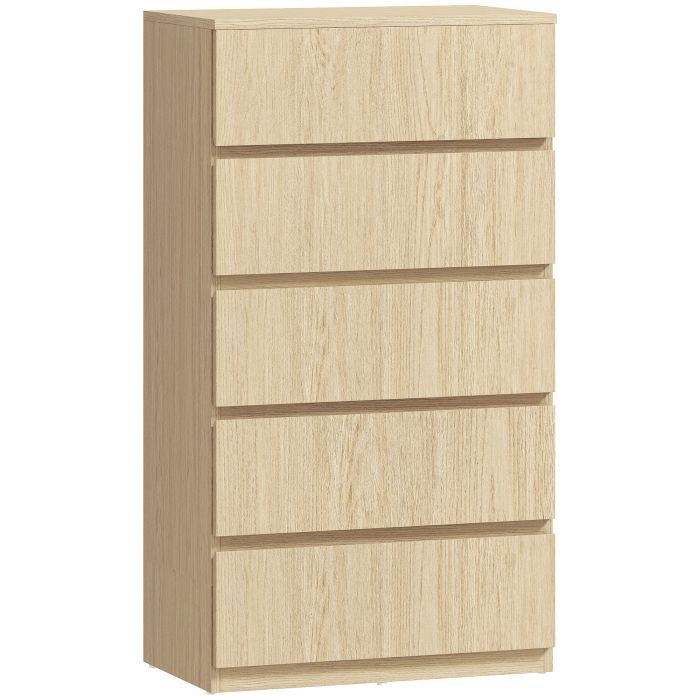 Winmoor Oak Finish Chest of Drawers - Medium-sized, 5 Drawers