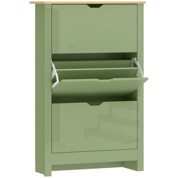 Winloft Green Shoe Cabinet with 3 Flip Drawers - Large-sized - 72cm
