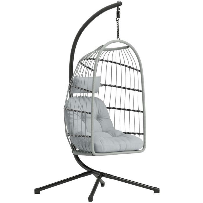 Chehall Light Grey PE Rattan Hammock Swing Chair - 101cm