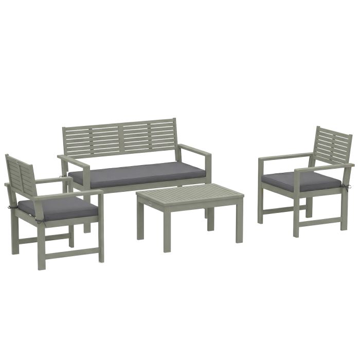 Wincarr Wood 4 Seater Sofa Set - Grey