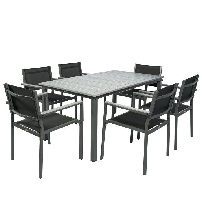 Valier Grey Wood 6 Seater Dining Set - 90cm