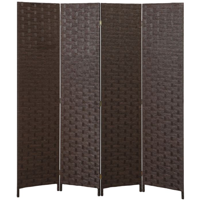 SAFFRON Wave Fibre Freestanding Folding Room Divider and Privacy Screen - Dark Brown