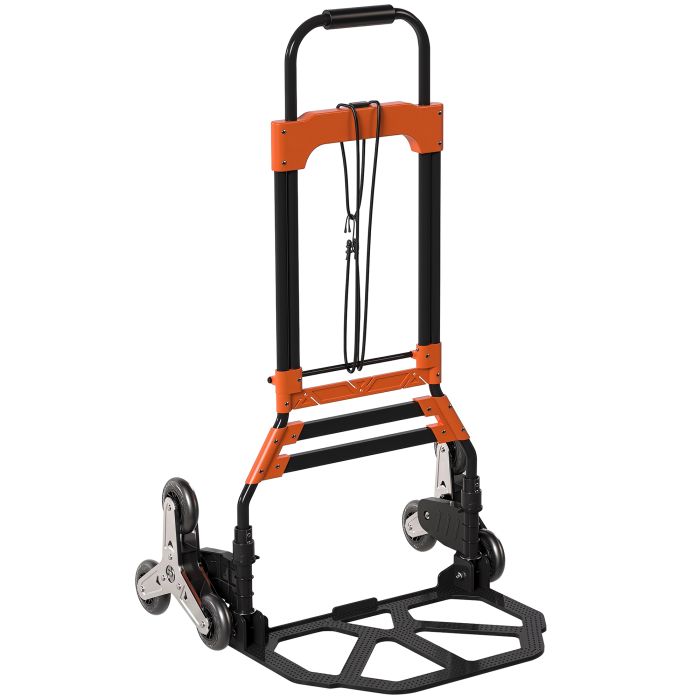 BARRINGTON 75 kg Heavy Duty Steel Foldable Hand Trolley with Wheels - Black and Orange