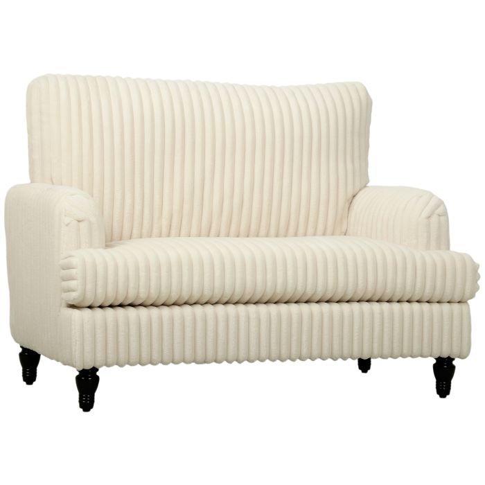 BLOOMFORD Corduroy Accent Armchair with Striped Upholstery - Cream