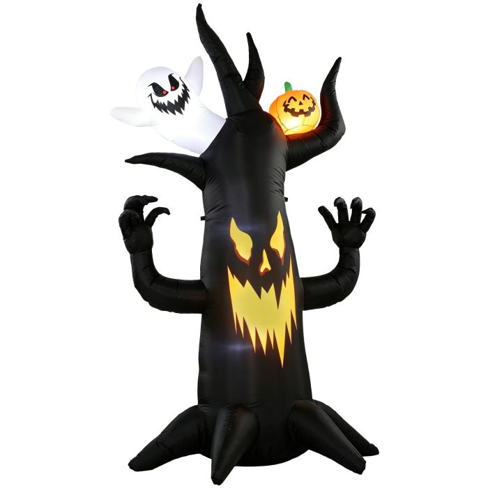 8ft Halloween Inflatable Spooky Tree with Ghost Pumpkin - Multi Colour